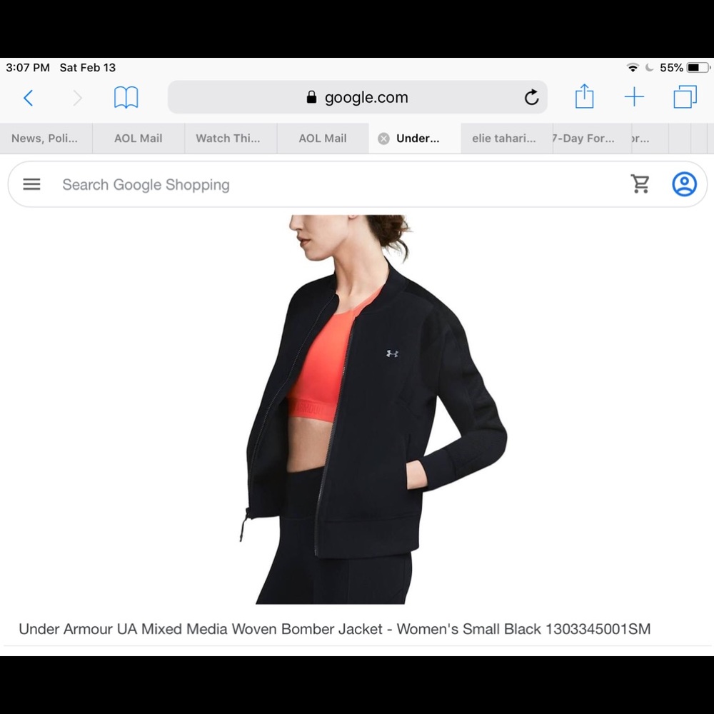 Ladies Black Under Armour Bomber Athletic Jacket